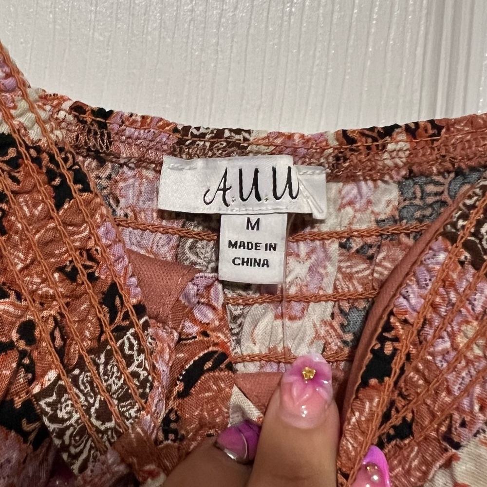 💗 *NEW* A.U.W. - Womena Bohemian Pink and Brown Full Length Jumpsuit - Picture 5 of 11
